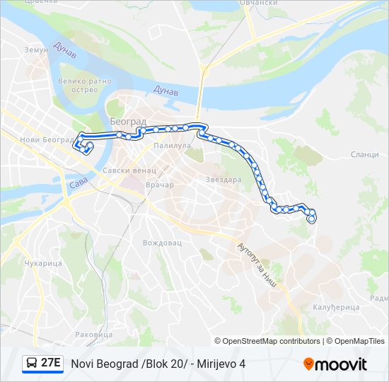 27E autobus mapa linije