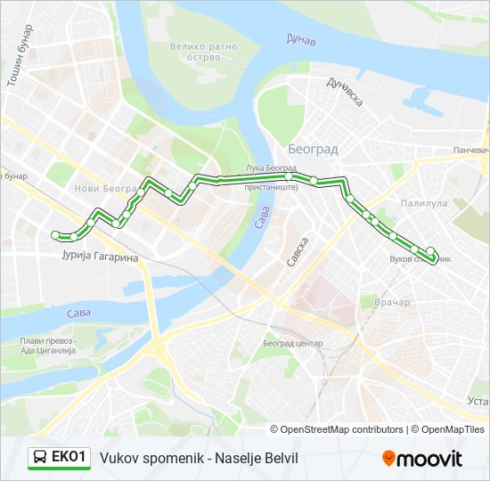 EKO1 bus Line Map