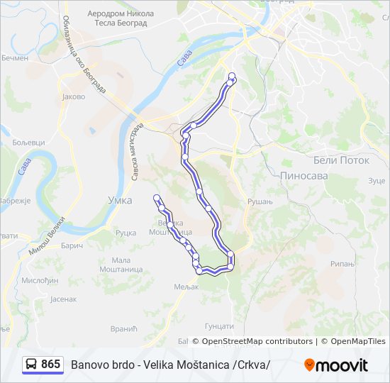 865 Route: Schedules, Stops & Maps - Banovo Brdo (updated)