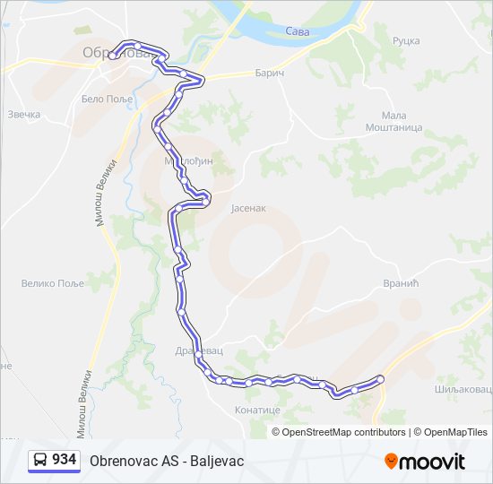 934 bus Line Map