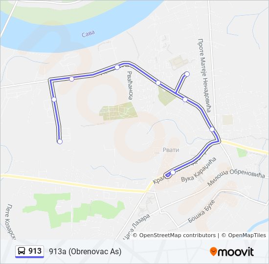 913 Bus Route Map 913 Route: Schedules, Stops & Maps - 913A (Obrenovac As) (Updated)