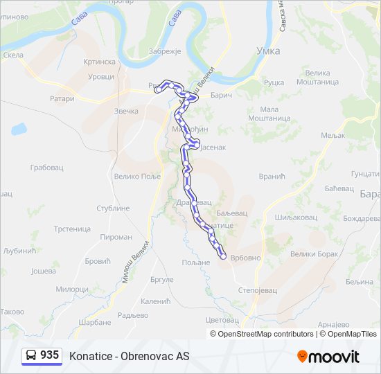 935 bus Line Map