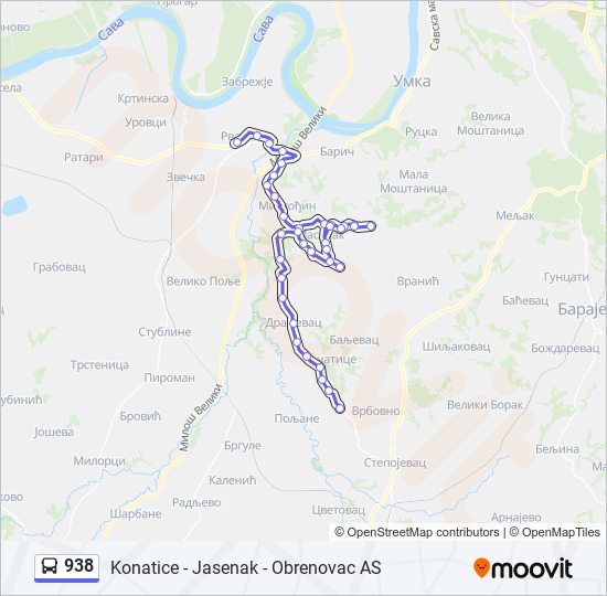 938 autobus mapa linije