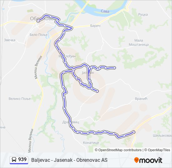 939 bus Line Map