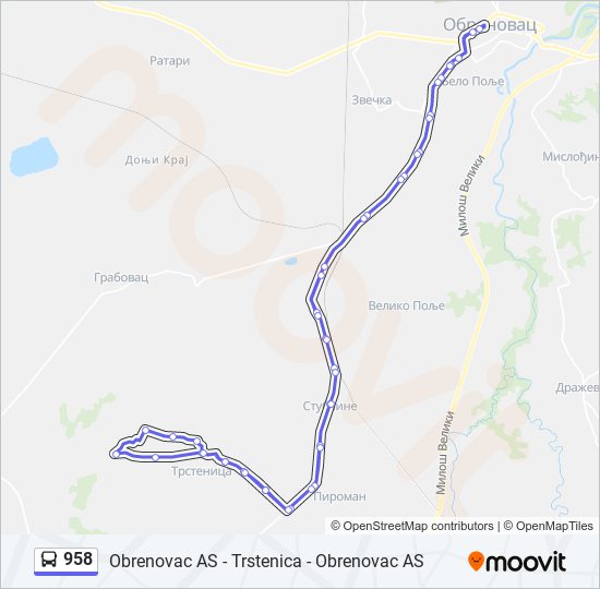 958 bus Line Map