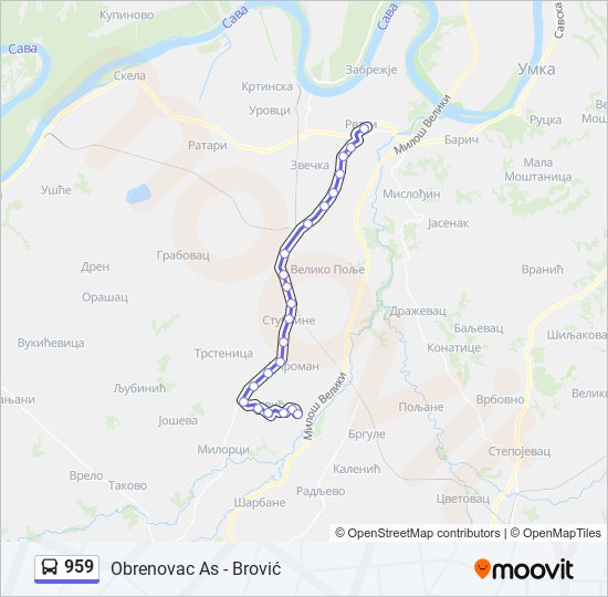 959 bus Line Map