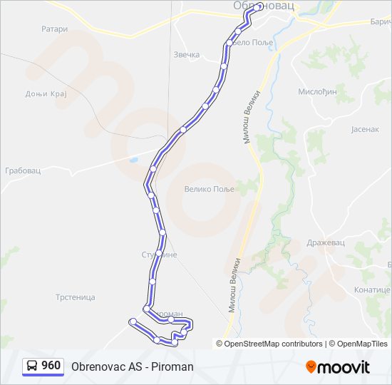 960 autobus mapa linije