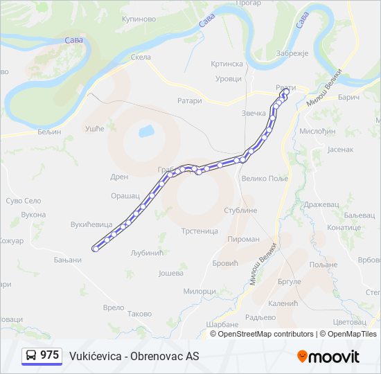 Bus 975 Route Map 975 Route: Schedules, Stops & Maps - Obrenovac As (Updated)