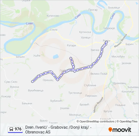 Bus 976 Route Map 976 Route: Schedules, Stops & Maps - Obrenovac As (Updated)