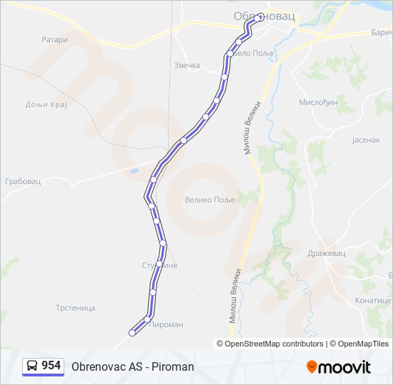 954 autobus mapa linije