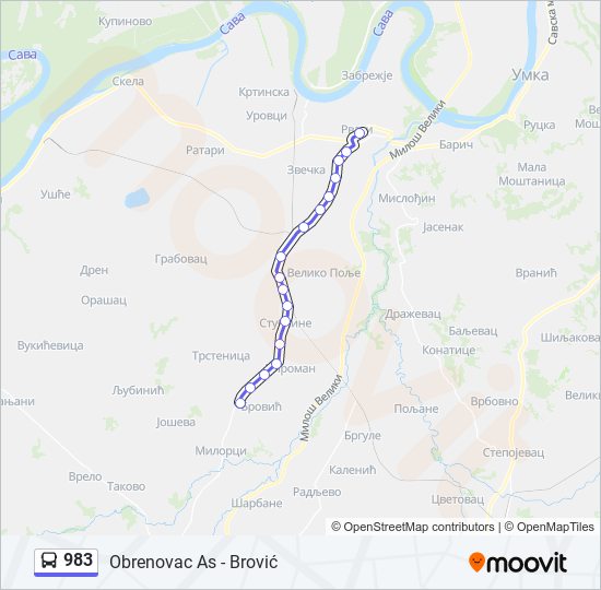 983 autobus mapa linije