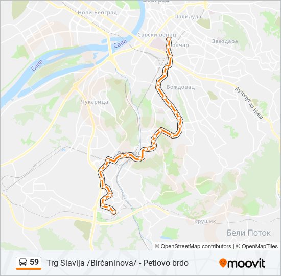 59 bus Line Map