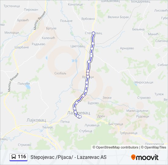 116 autobus mapa linije