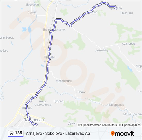 135 autobus mapa linije