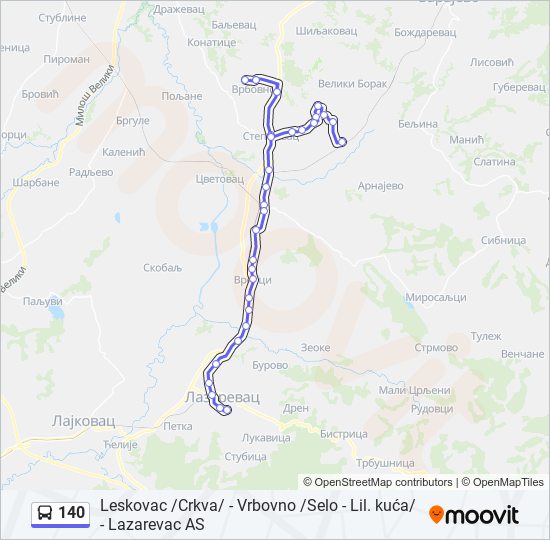 140 bus Line Map