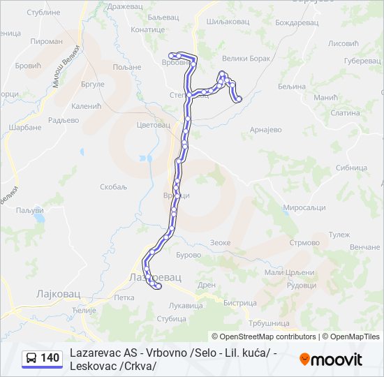 140 bus Line Map