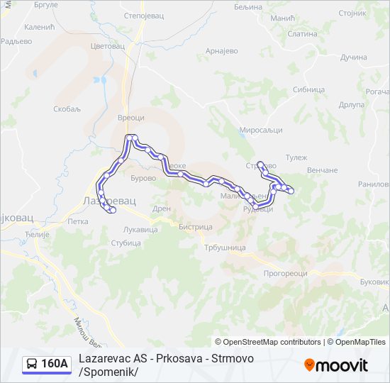 160A bus Line Map