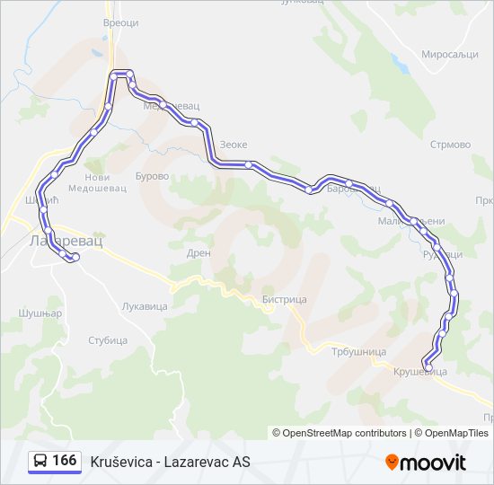 166 autobus mapa linije