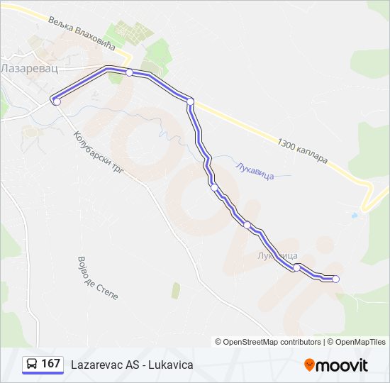 167 bus Line Map