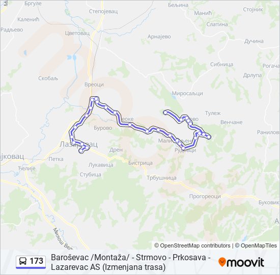 173 bus Line Map