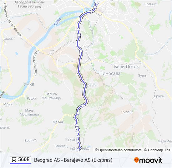 560E bus Line Map