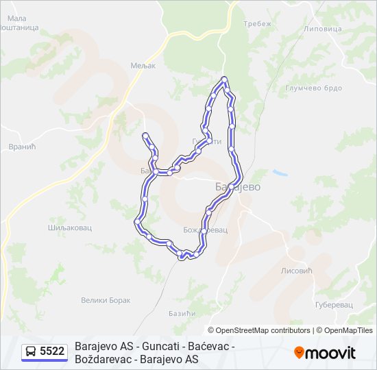 5522 autobus mapa linije