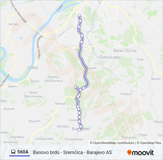 560A autobus mapa linije