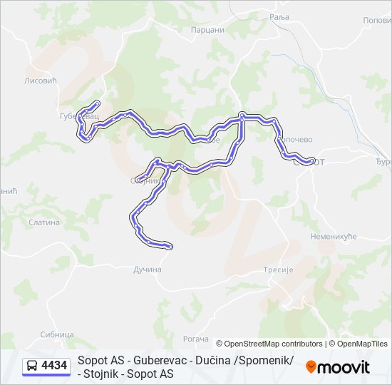 4434 bus Line Map