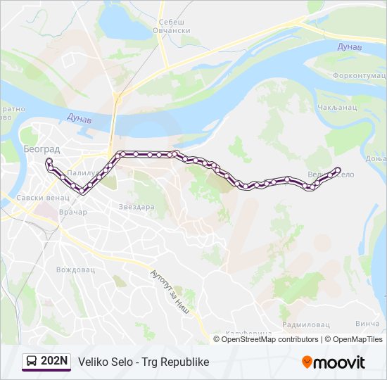 202N bus Line Map