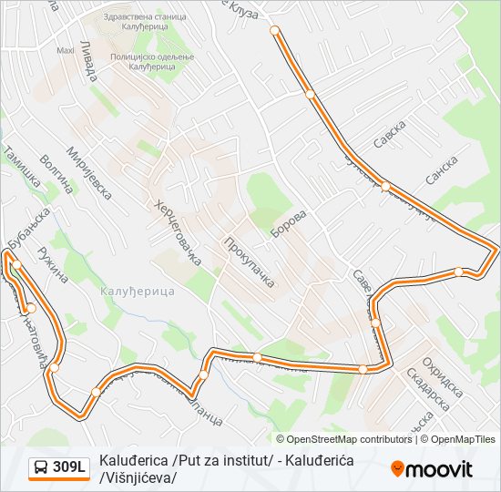 309L autobus mapa linije