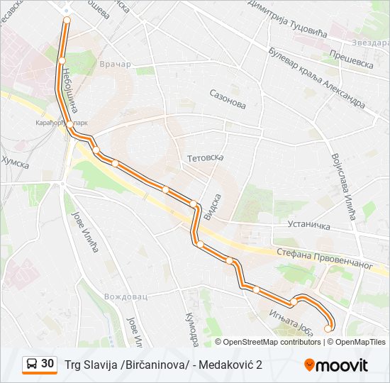 30 bus Line Map