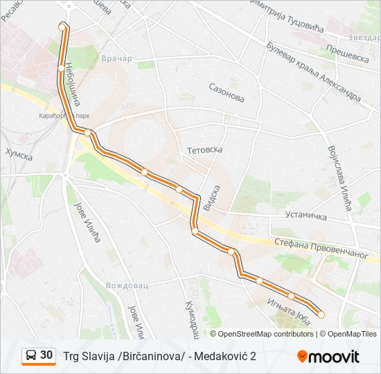 30 autobus mapa linije