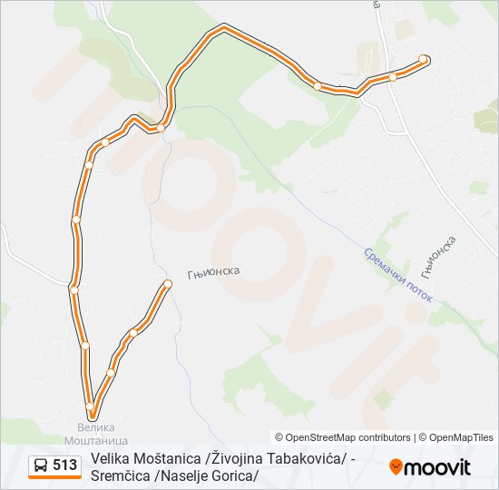 513 bus Line Map