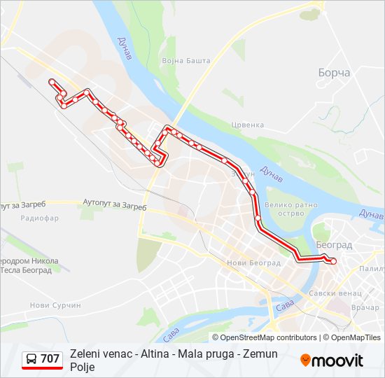 707 autobus mapa linije