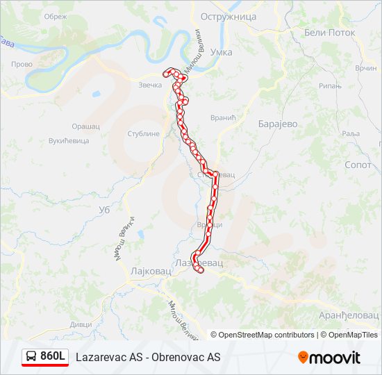 860L autobus mapa linije