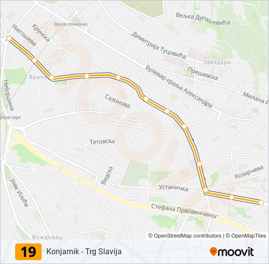 19 Trolleybus Line Map