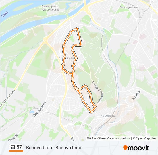 57 bus Line Map