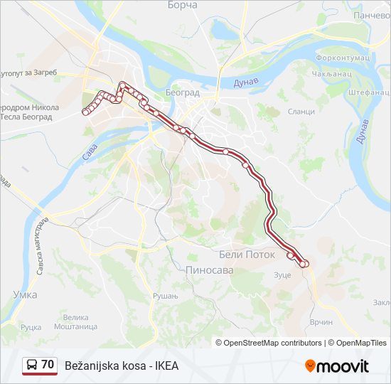 70 autobus mapa linije