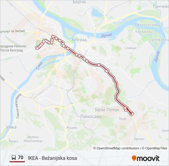 70 bus Line Map