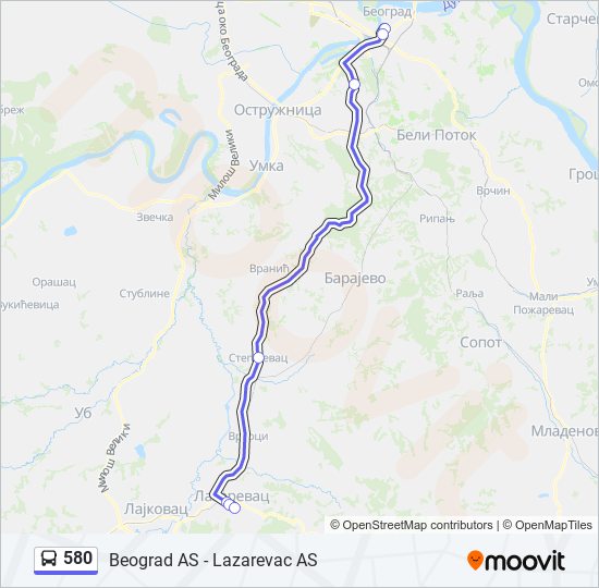 580 bus Line Map