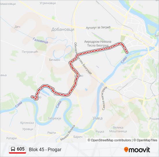 605 autobus mapa linije