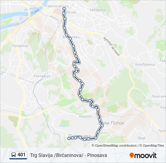 401 bus Line Map