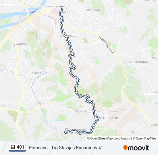 401 bus Line Map