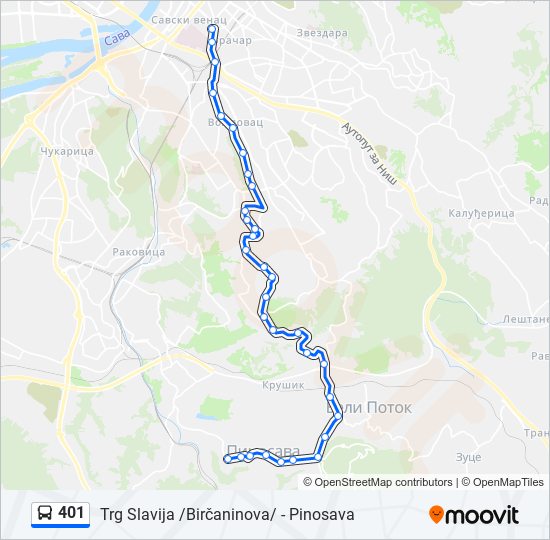 401 bus Line Map