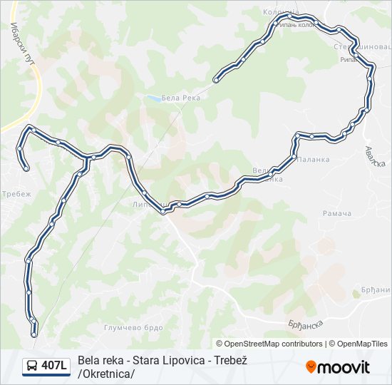 407L autobus mapa linije