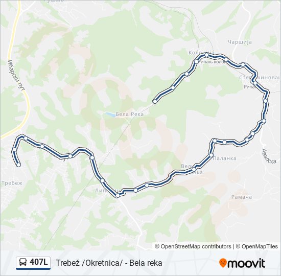 407L autobus mapa linije