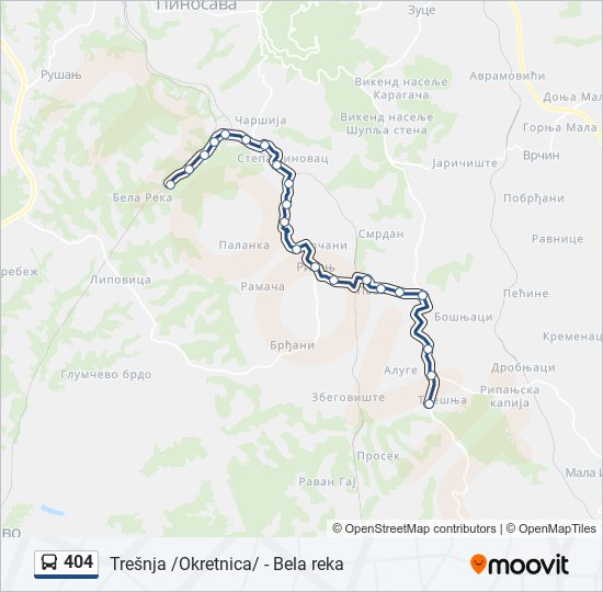 404 bus Line Map