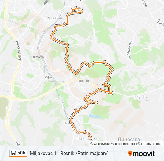 506 bus Line Map