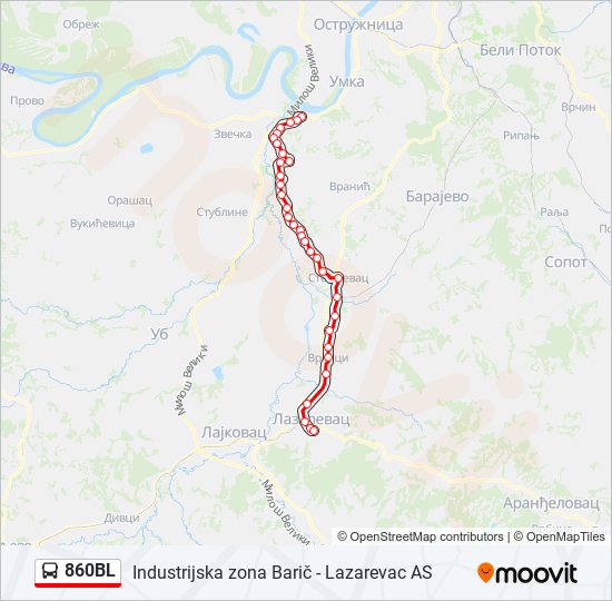 860BL bus Line Map