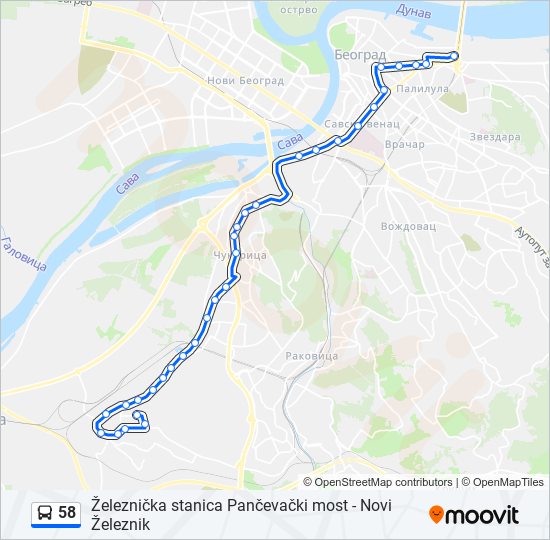 58 bus Line Map